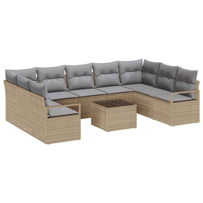 Set de canapea cu pernă 10 pcs Bej poliratan - WALTI WALTI
