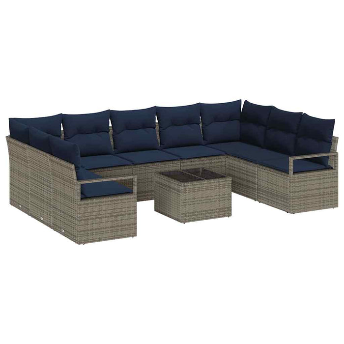 Set de canapea cu pernă 10 pcs Gri poliratan - WALTI WALTI