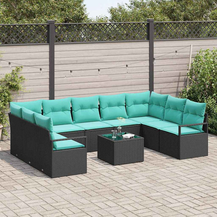 Set de canapea cu pernă 10 pcs Negru poliratan - WALTI WALTI