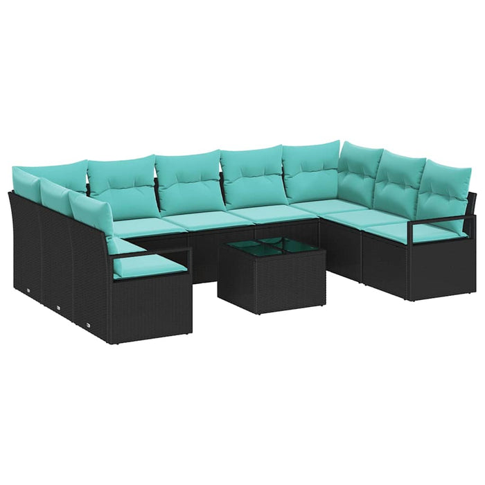 Set de canapea cu pernă 10 pcs Negru poliratan - WALTI WALTI