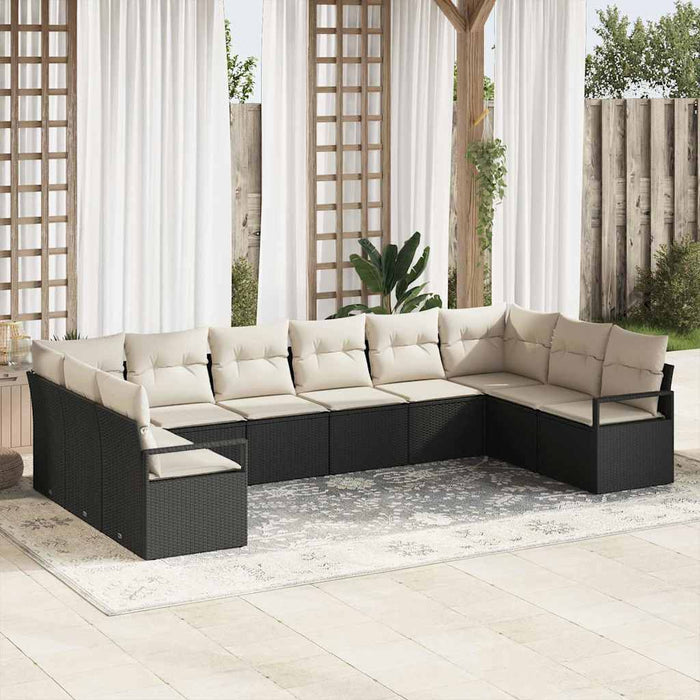 Set Canapea vidaXL cu 10 Piese cu Perne Negru Ratan Polimer - WALTI WALTI