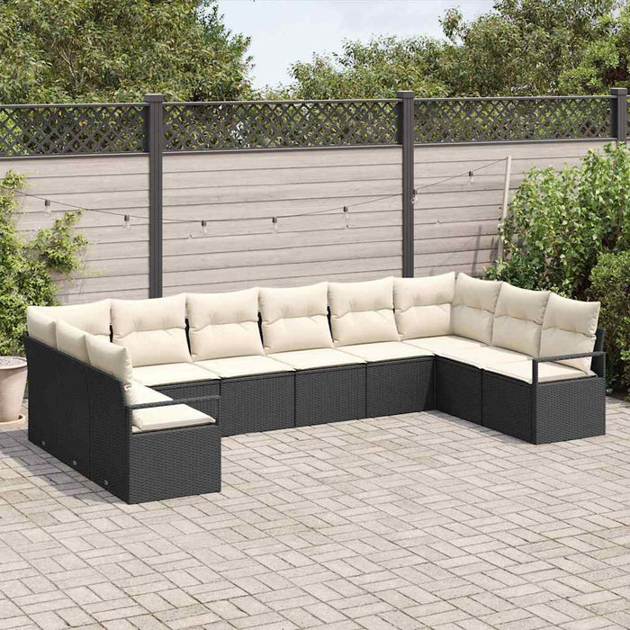 Set Canapea vidaXL cu 10 Piese cu Perne Negru Ratan Polimer - WALTI WALTI