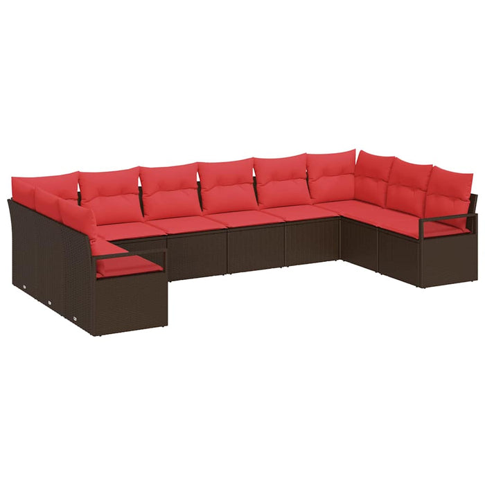 Set de canapea cu pernă 10 pcs Maro poliratan - WALTI WALTI
