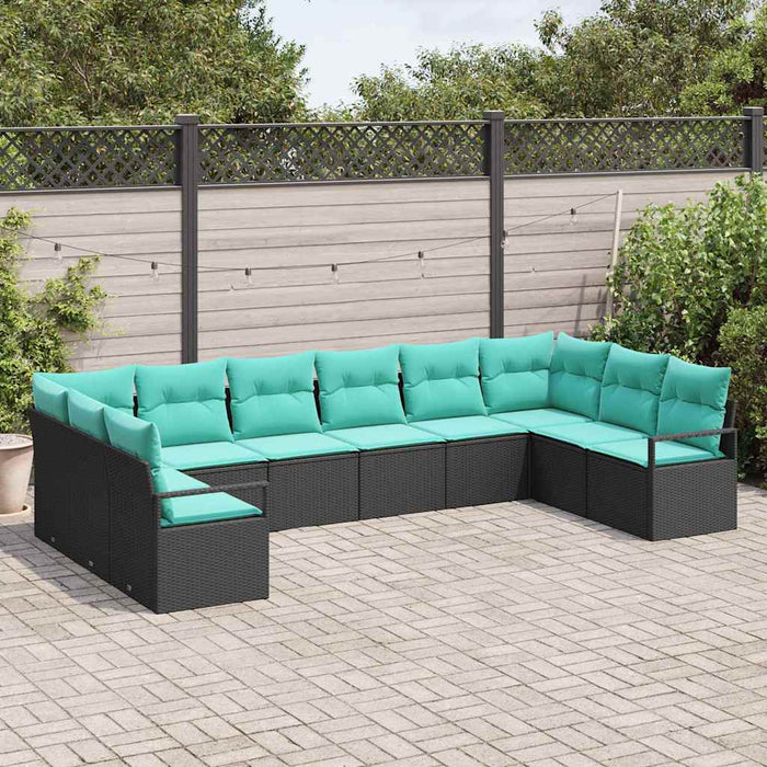 Set de canapea cu pernă 10 pcs Negru poliratan - WALTI WALTI