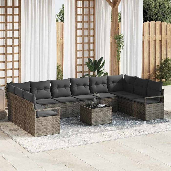 Set de canapea vidaXL cu 10 piese și perne negre din ratan poli - WALTI WALTI