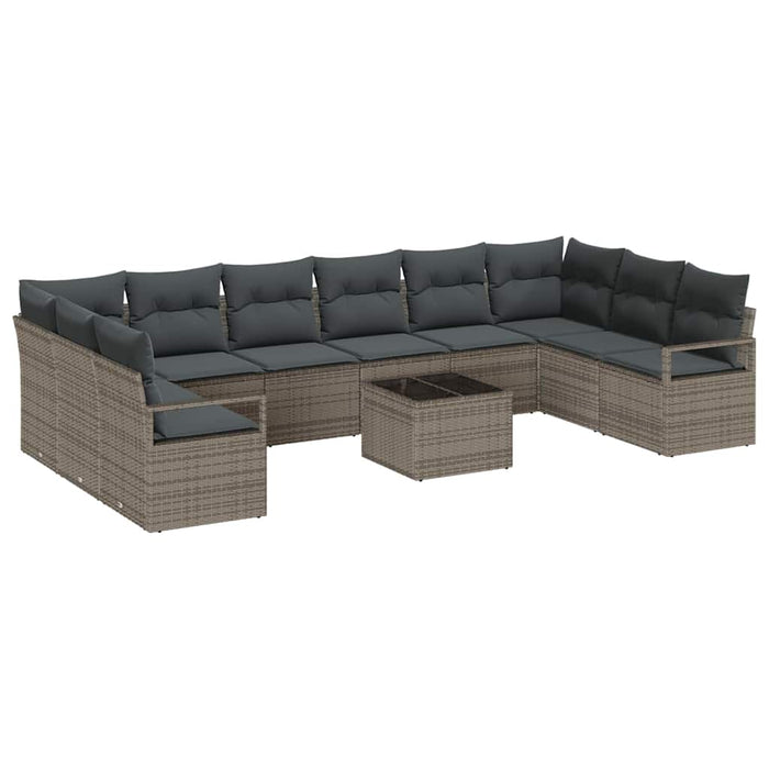 Set de canapea vidaXL cu 10 piese și perne negre din ratan poli - WALTI WALTI