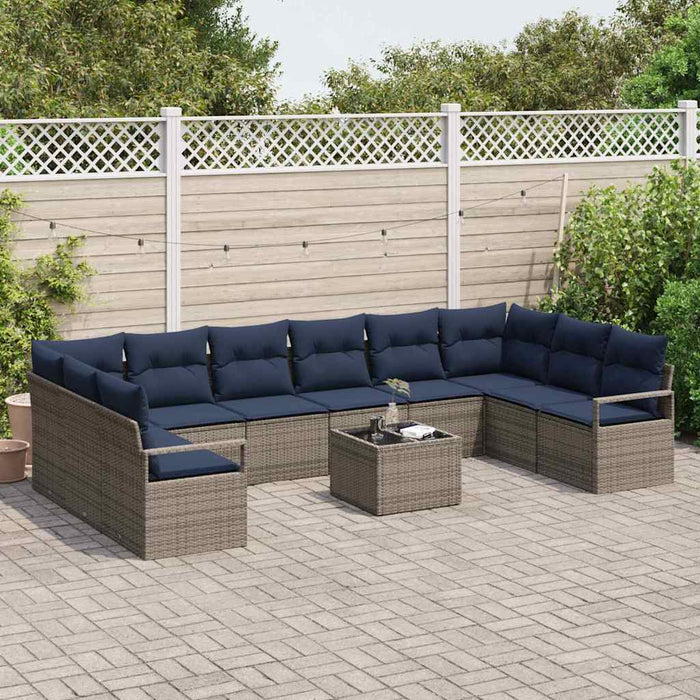 Set de canapea cu pernă 11 pcs Gri poliratan - WALTI WALTI