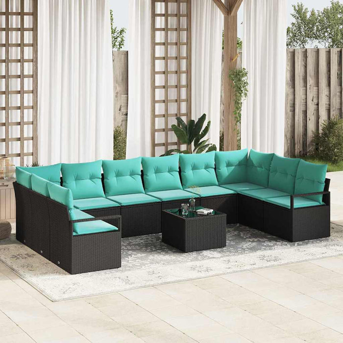 Set de canapea cu pernă 11 pcs Negru poliratan - WALTI WALTI