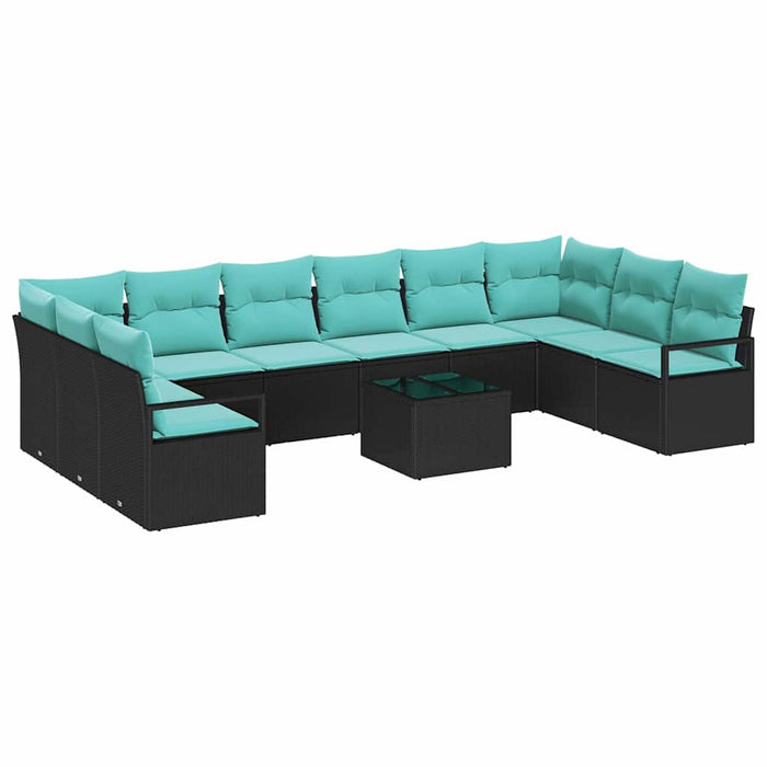 Set de canapea cu pernă 11 pcs Negru poliratan - WALTI WALTI