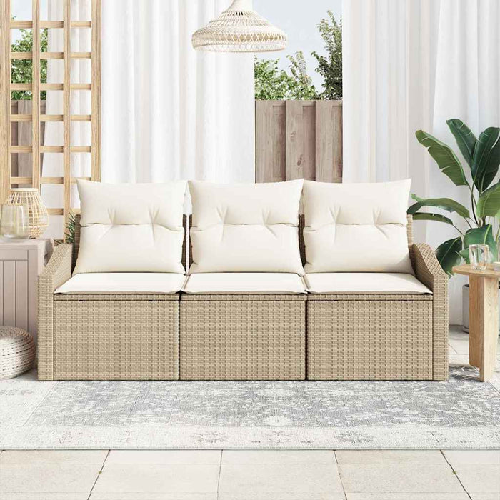 Set de canapea cu pernă 3 pcs Bej poliratan WALTI