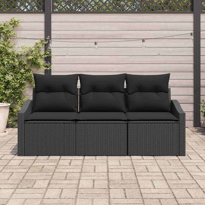 Set de canapea de grădină cu perne Negru Ratan Poli - WALTI WALTI