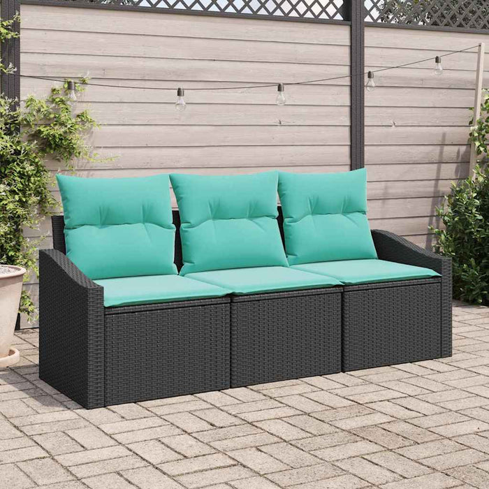 Set de canapea cu pernă 3 pcs Negru poliratan - WALTI WALTI