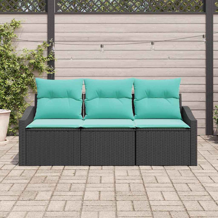 Set de canapea cu pernă 3 pcs Negru poliratan - WALTI WALTI