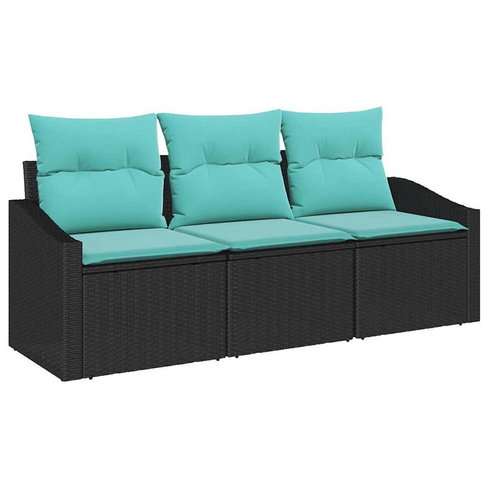 Set de canapea cu pernă 3 pcs Negru poliratan - WALTI WALTI