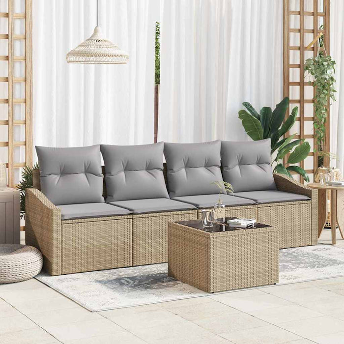 Set de canapele pentru grădină cu pernă 5 pcs Bej, Gri deschis - WALTI WALTI
