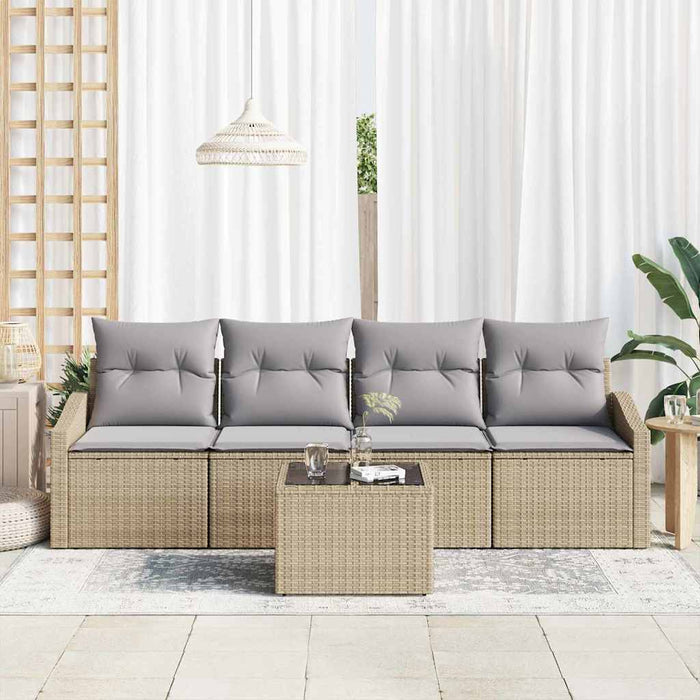 Set de canapele pentru grădină cu pernă 5 pcs Bej, Gri deschis - WALTI WALTI
