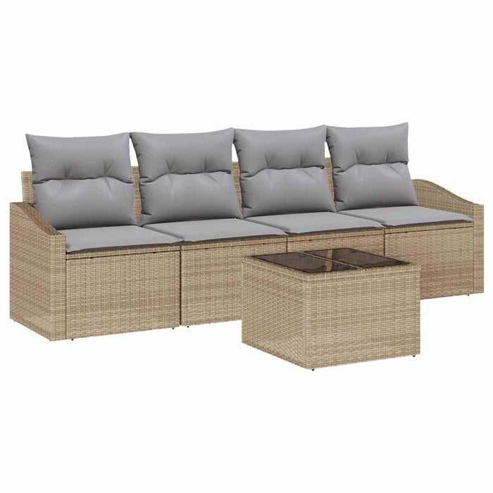 Set de canapele pentru grădină cu pernă 5 pcs Bej, Gri deschis - WALTI WALTI