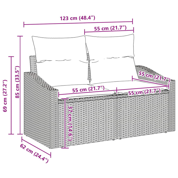 Set de canapea cu pernă Manual 5 pcs Negru și Turcoaz poliratan WALTI