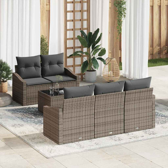 Set de canapea cu pernă cu pernă 6 pcs Gri poliratan - WALTI WALTI