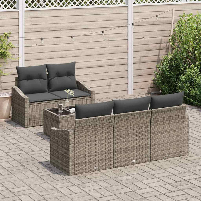 Set de canapea cu pernă cu pernă 6 pcs Gri poliratan - WALTI WALTI