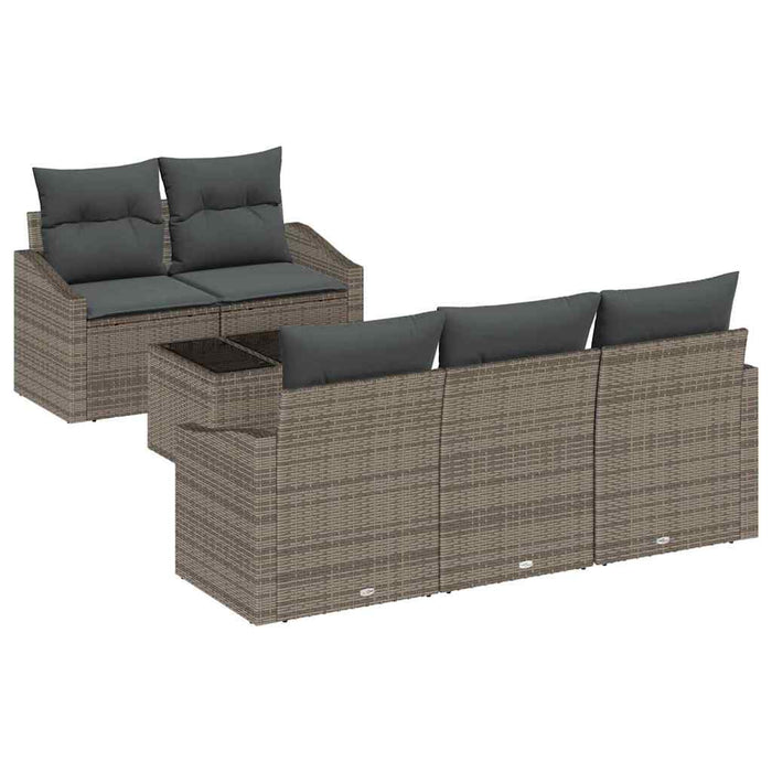 Set de canapea cu pernă cu pernă 6 pcs Gri poliratan - WALTI WALTI