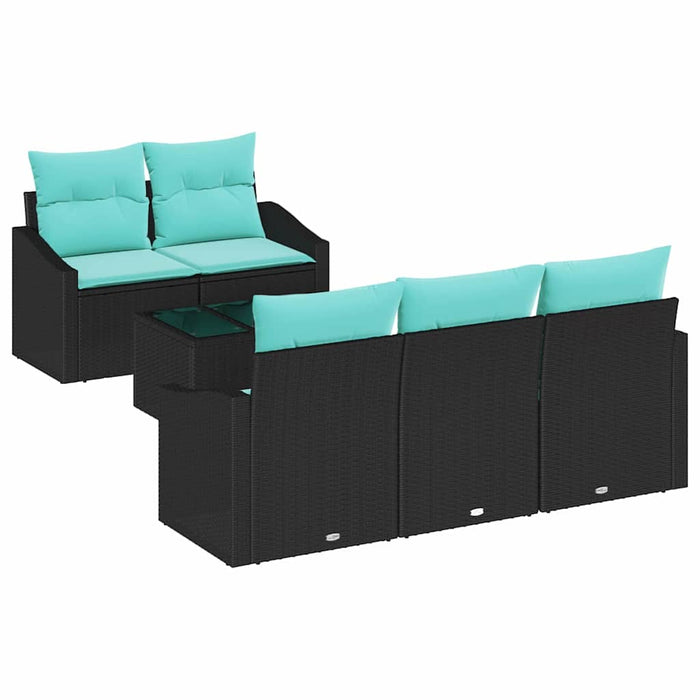 Set de canapea cu pernă Manual 6 pcs Negru și Turcoaz poliratan WALTI