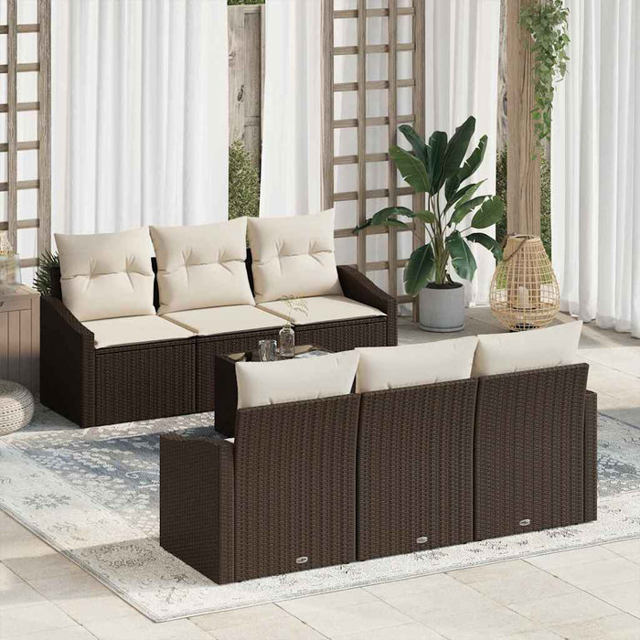 Set de canapele pentru grădină 7 pcs Maro, Crem 55 x 55 x 37 cm - WALTI WALTI