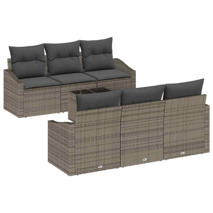 Set de canapea cu pernă cu pernă 7 pcs Gri poliratan - WALTI WALTI