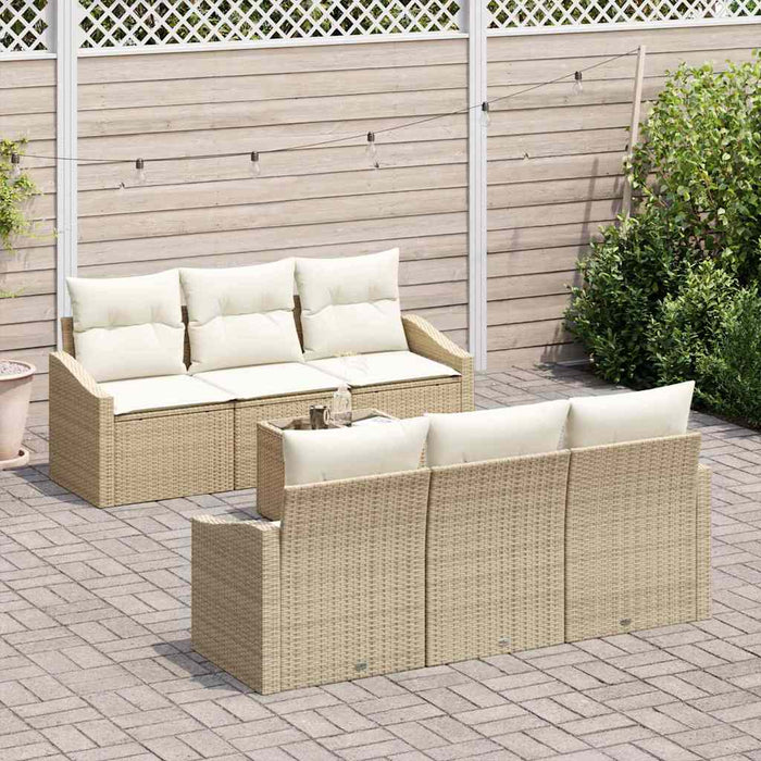 Set de canapea cu pernă Manual 7 pcs Bej și crem poliratan WALTI