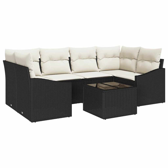 Set de canapele pentru grădină cu pernă 7 pcs Negru, Crem - WALTI WALTI