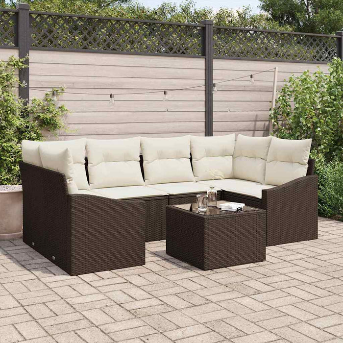 Set de canapele pentru grădină 7 pcs Maro, Crem 55 x 55 x 37 cm - WALTI WALTI