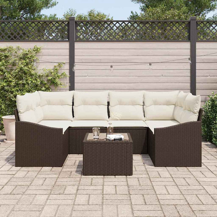 Set de canapele pentru grădină 7 pcs Maro, Crem 55 x 55 x 37 cm - WALTI WALTI