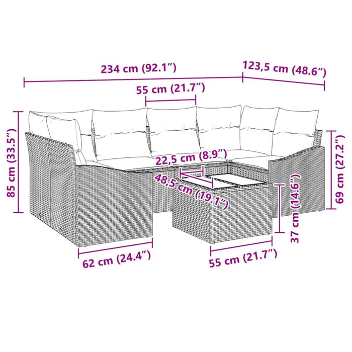 Set de canapele pentru grădină 7 pcs Maro, Crem 55 x 55 x 37 cm - WALTI WALTI