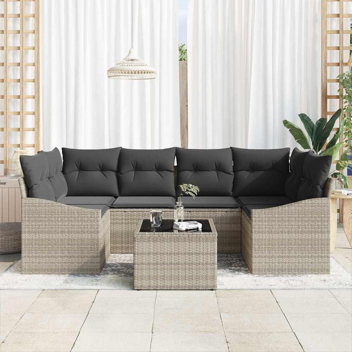 Set de canapele pentru grădină cu pernă 7 pcs Gri deschis - WALTI WALTI