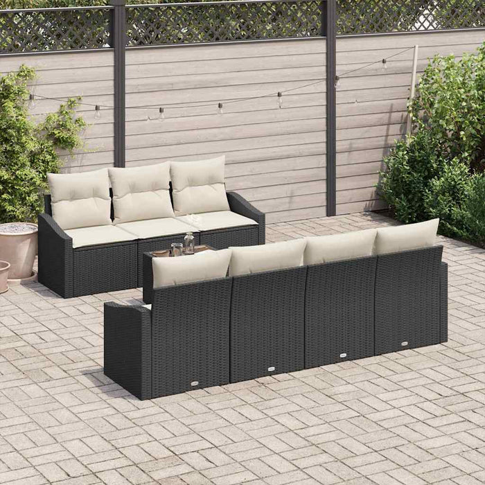 Set de canapele pentru grădină cu pernă 8 pcs Negru, Crem - WALTI WALTI