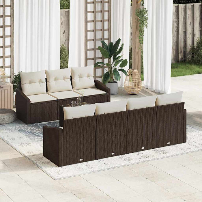 Set de canapele pentru grădină 8 pcs Maro, Crem 55 x 55 x 37 cm - WALTI WALTI