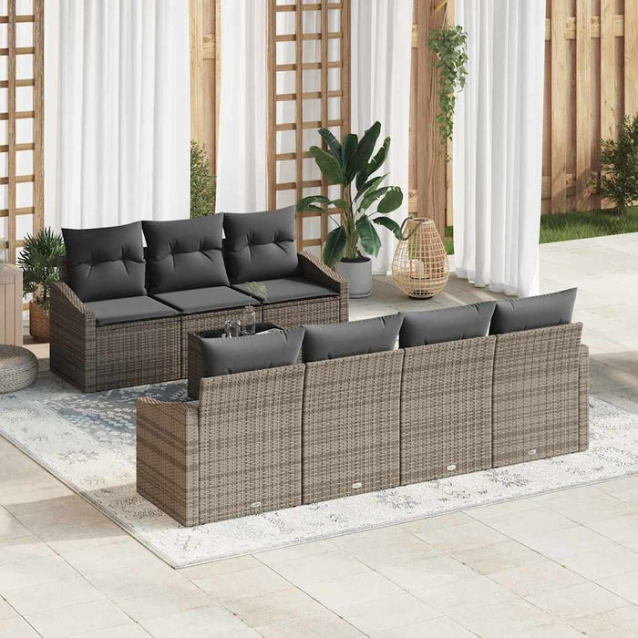 Set de canapea cu pernă cu pernă 8 pcs Gri poliratan - WALTI WALTI