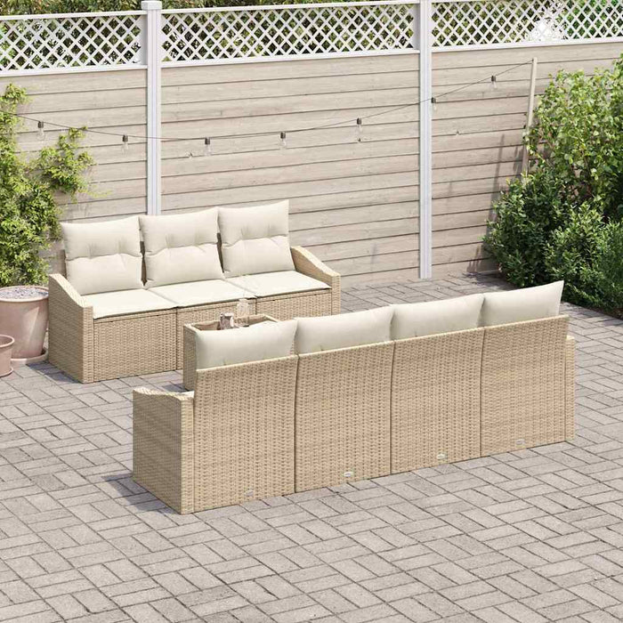 Set de canapea cu pernă cu pernă 8 pcs Bej și crem poliratan WALTI
