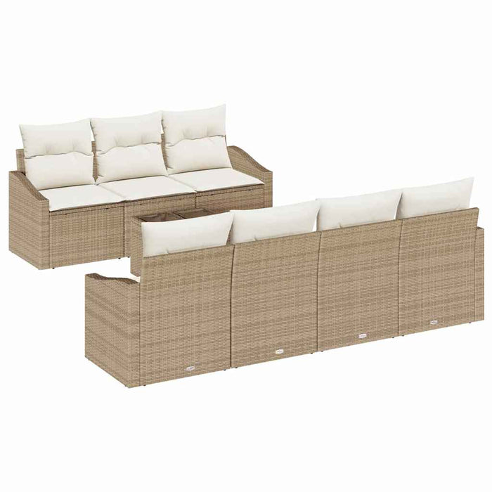 Set de canapea cu pernă cu pernă 8 pcs Bej și crem poliratan WALTI