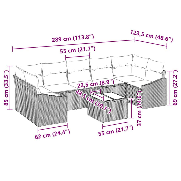 Set de canapea cu pernă Negru și Crem 55 x 55 x 37 cm poliratan - WALTI WALTI