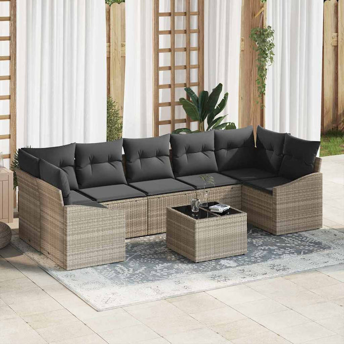 Set de canapele pentru grădină cu pernă 8 pcs Gri deschis - WALTI WALTI
