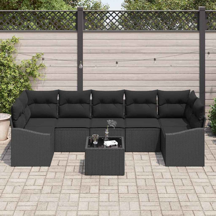 Set de canapea cu pernă Negru 55 x 55 x 37 cm poliratan - WALTI WALTI