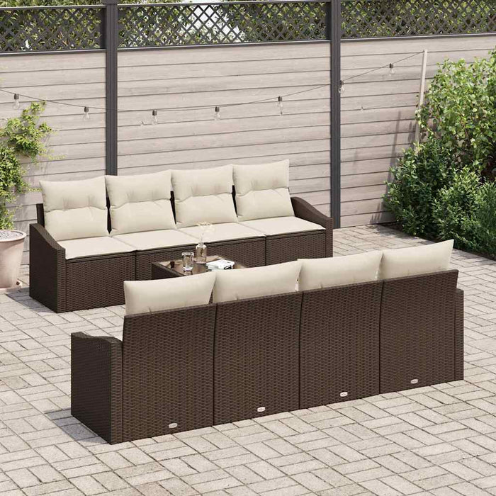 Set de canapele pentru grădină 9 pcs Maro, Crem 55 x 55 x 37 cm - WALTI WALTI
