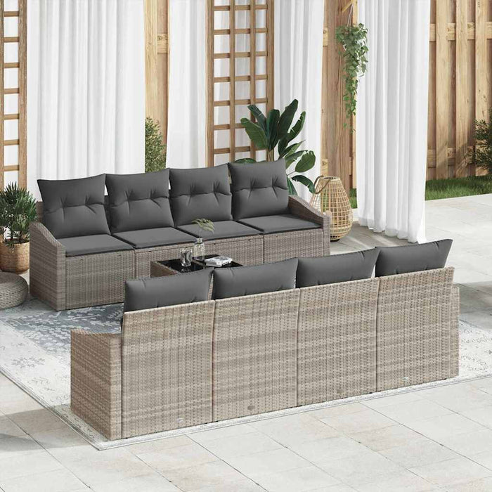 Set de canapele pentru grădină cu pernă 9 pcs Gri deschis - WALTI WALTI