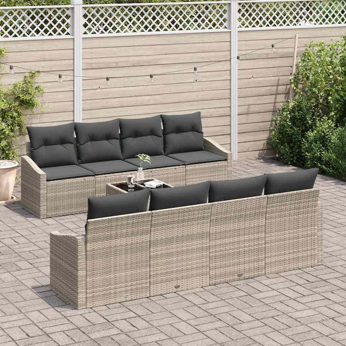 Set de canapele pentru grădină cu pernă 9 pcs Gri deschis - WALTI WALTI
