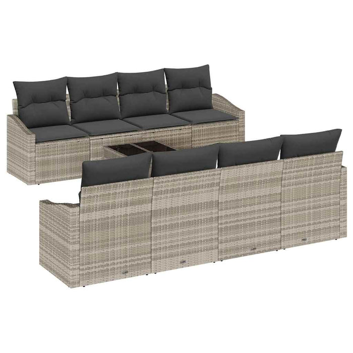 Set de canapele pentru grădină cu pernă 9 pcs Gri deschis - WALTI WALTI