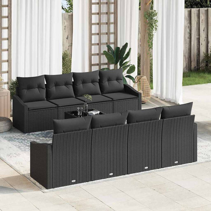 Set de canapea cu pernă Manual cu pernă 9 pcs Negru poliratan - WALTI WALTI