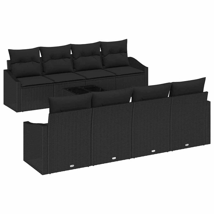 Set de canapea cu pernă Manual cu pernă 9 pcs Negru poliratan - WALTI WALTI