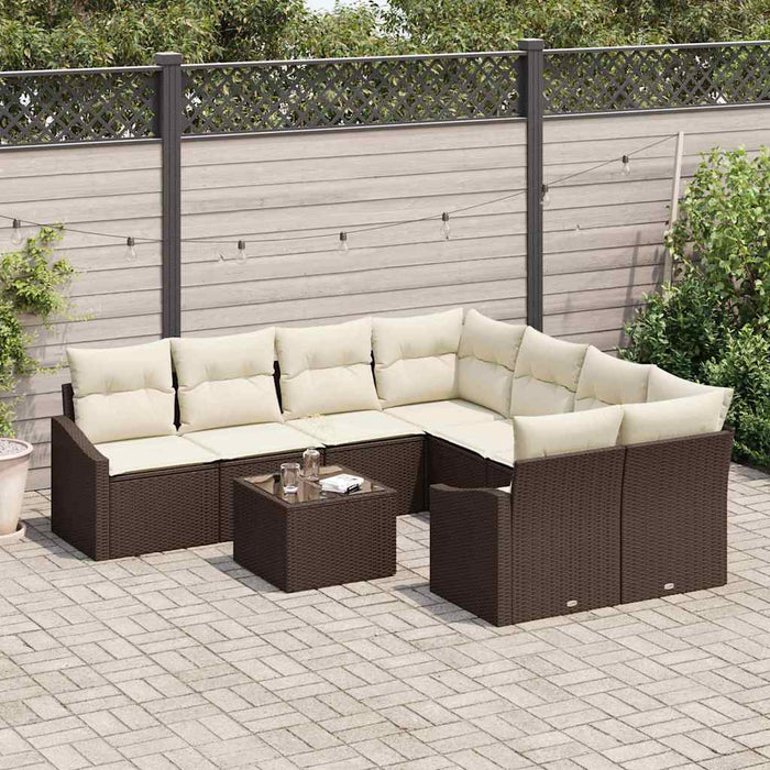 Set de canapele pentru grădină 9 pcs Maro, Crem 55 x 55 x 37 cm - WALTI WALTI