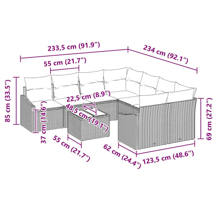 Set de canapele pentru grădină 9 pcs Maro, Crem 55 x 55 x 37 cm - WALTI WALTI
